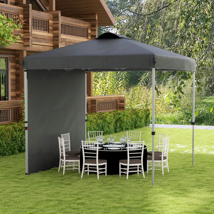 Outsunny Tente Escamotable Reglable 8x8' Avec 1 Paroi Laterale, Gris Fonce