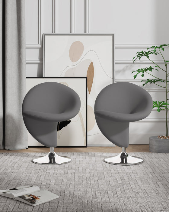 Fauteuil pivotant moderne en laine melangee Curl gris - Lot de 2
