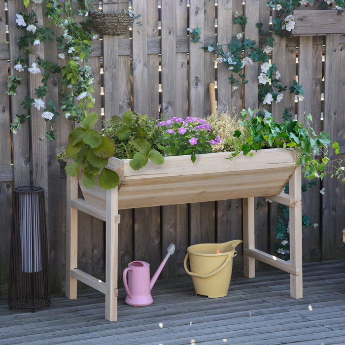 Outsunny - Lit De Jardin Sureleve De 43\" X 24\", Jardiniere Surelevee En Bois Avec Tissu Non Tisse Pour Les Legumes, Les Fleurs Et Les Herbes Dans Le Patio, Le Jardin Et Le Balcon.