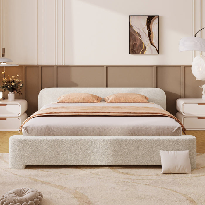Joyce Lit confortable et elegant avec revetement pour chambre, Taille Queen, Blanc