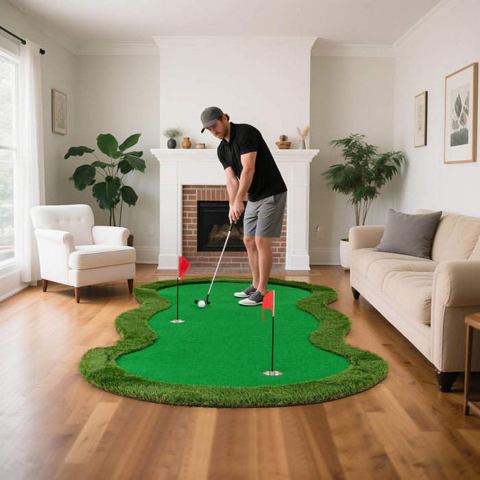 Costway 5 X 10 Ft Tapis De Pratique De Golf Professionnel Avec 3 Trous Et Des Balles De Golf Pour La Maison