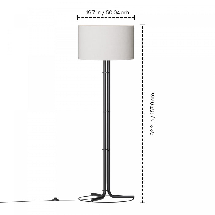 Lampe à pied noire de 62 po avec abat-jour cylindrique