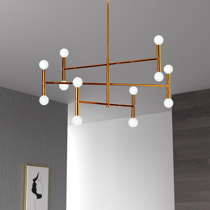Lustre moyen Ava de Dainolite avec fini bronze rétro et 12 ampoules