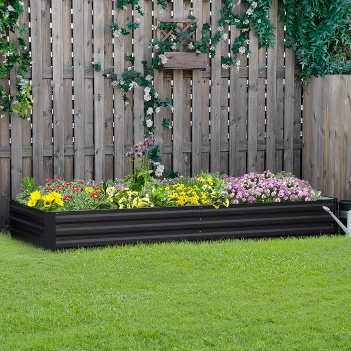 Outsunny Lit De Jardin Sureleve Galvanise 95\" X 36\" X 12\", Jardiniere Surelevee En Metal, Bricolage Et Nettoyage Faciles Pour Faire Pousser Des Fleurs, Des Herbes, Des Plantes Grasses, Gris