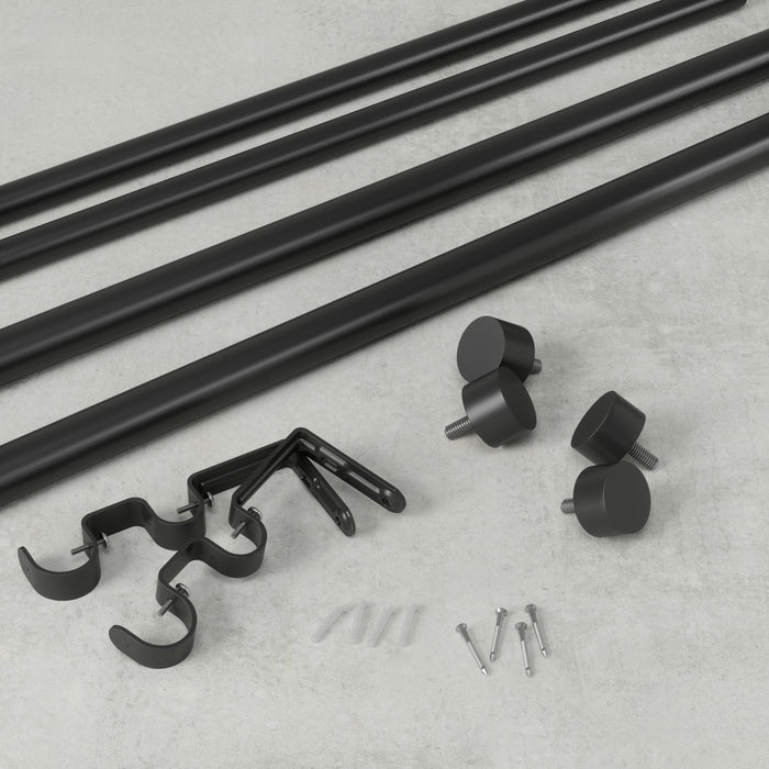  Tringle à rideaux extensible double Cappa de Umbra noir brossé de 1 po - 120 po à 180 po