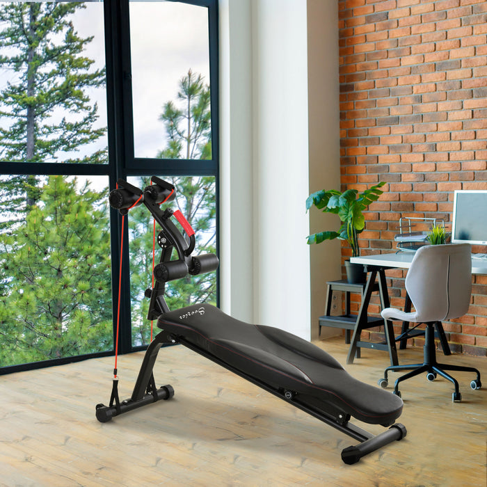 Soozier Banc Assis Et Halteres Multifonctionnel, Banc Utilitaire D'exercice Avec Corde Resistante Pour La Maison, Le Bureau Et La Salle De Sport, Noir