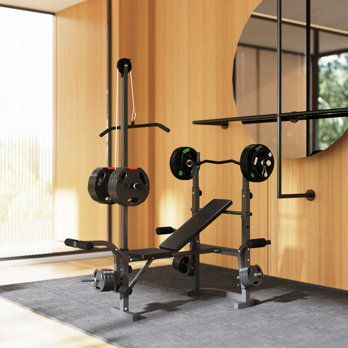 Sportnow Multi-exercise Incline Or Flat Weight Bench With Bench Press Rack