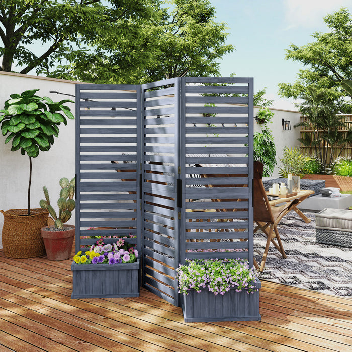 Outsunny Ecran De Confidentialite Avec 4 Lits Sureleves, Trous De Drainage