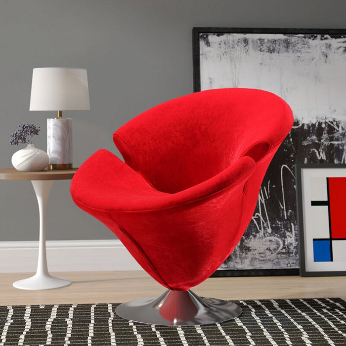 Fauteuil lounge pivotant moderne en velours Tulip rouge - Lot de 2