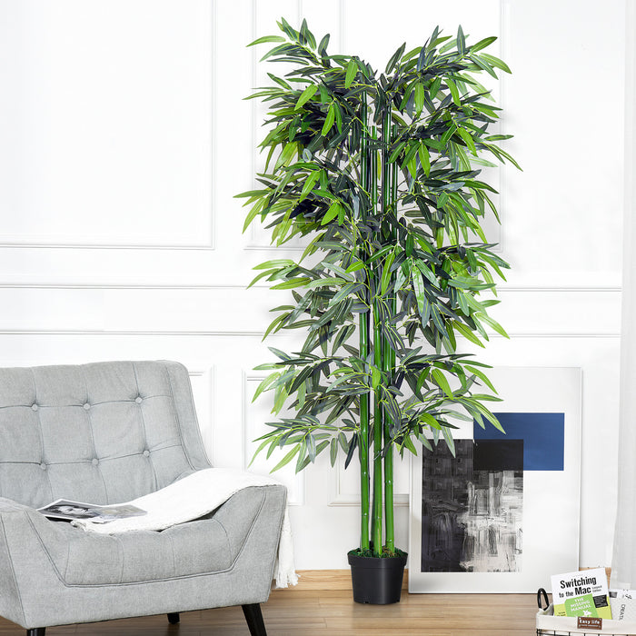 Outsunny Bambou artificiel 1,80 m, fausse plante en pot interieur