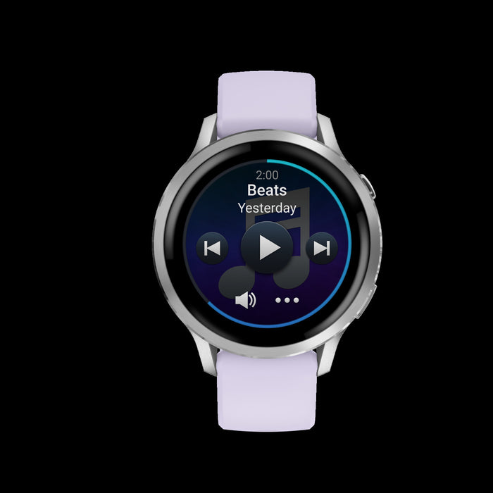 Montre intelligente Garmin Venu 4 41 mm argent pervenche - Suivi d'activite, statut HRV, Pulse Ox, sante des femmes, GPS multi-bande, entrainements quotidiens
