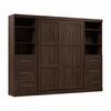 Lit double escamotable Pur de Bestar de 109 po avec 2 meubles à tablettes et tiroirs - noyer noir