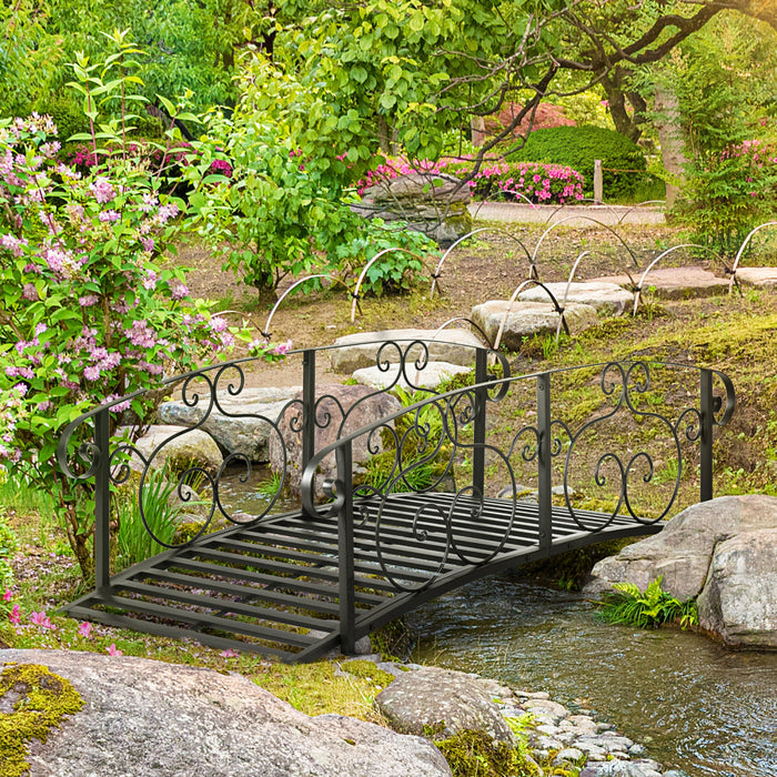 Outsunny Pont De Jardin De 6 Pi, Pont Decoratif Pour Bassin, Noir