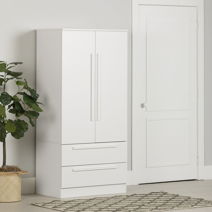 Acapella Armoire Penderie Avec Portes Et Tiroir - Blanc Solide