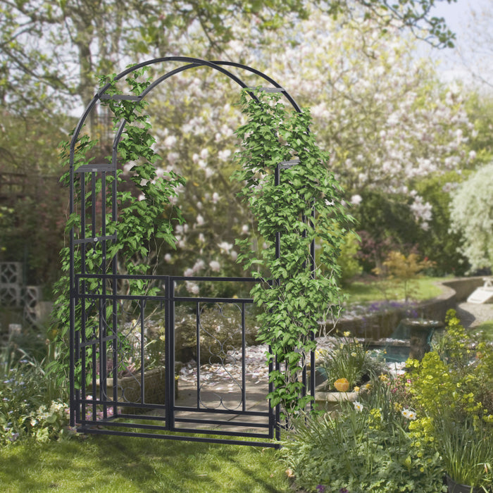 Outsunny Arche De Jardin En Acier De 81 Po Avec Porte Pelouse Cour Arriere