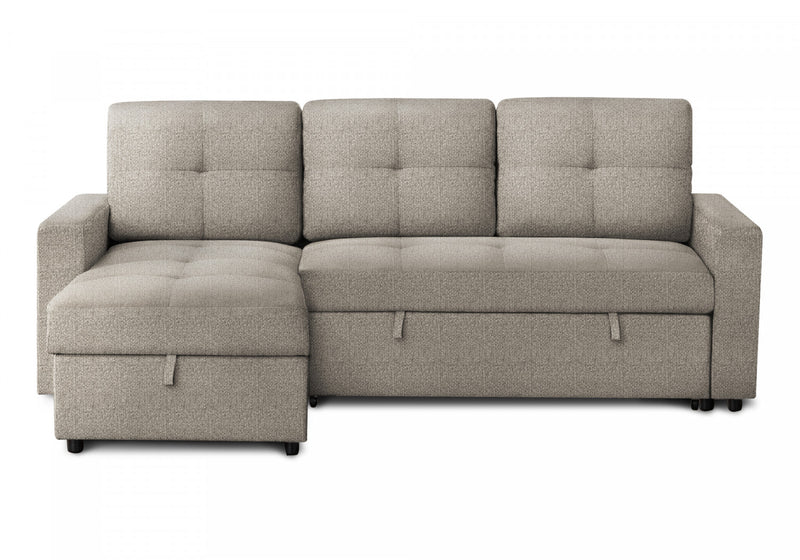 Canape Lit, 90\" Longueur, Canape-Lit Convertible, Chaise De Rangement, Tissu Marron Clair