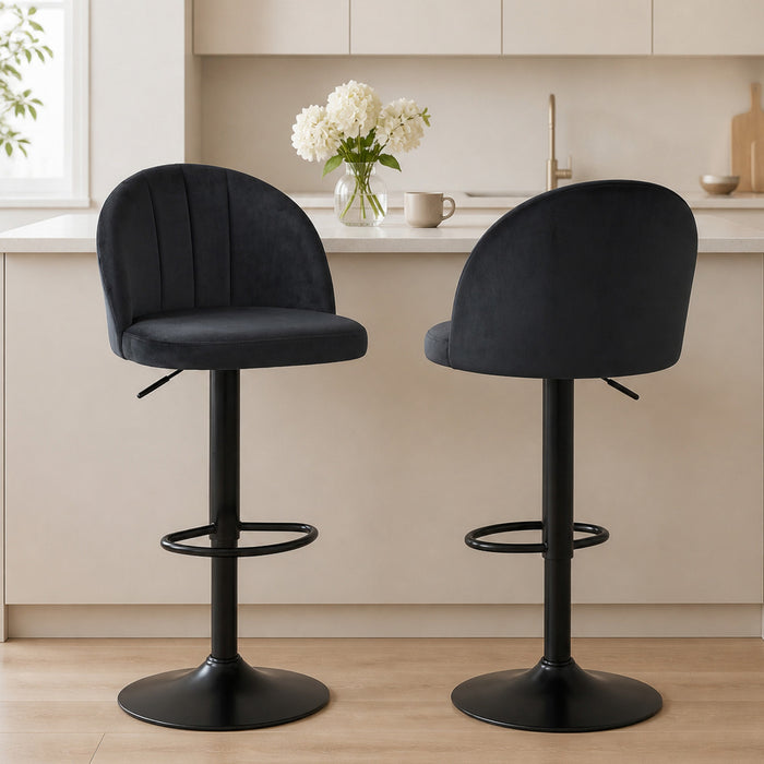 HOMCOM Lot de 2 Tabourets de Bar, Tabourets Pivotants Reglables en Hauteur, Noir