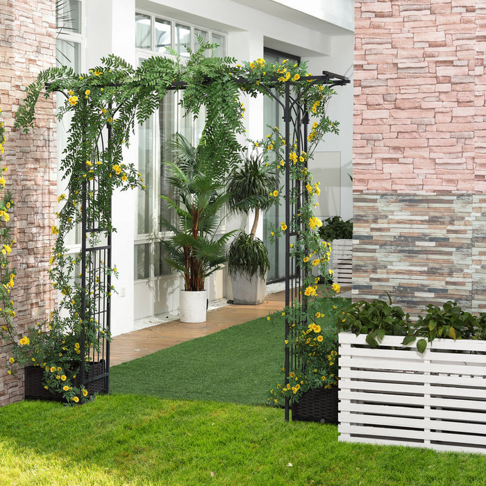 Outsunny Arche De Jardin En Metal De 7 Pieds Tonnelle De Passerelle Exterieure Pour Plantes Grimpantes Decoratives Patio Pelouse Fete D'arriere-cour Ceremonie Accessoires De Decoration Noir