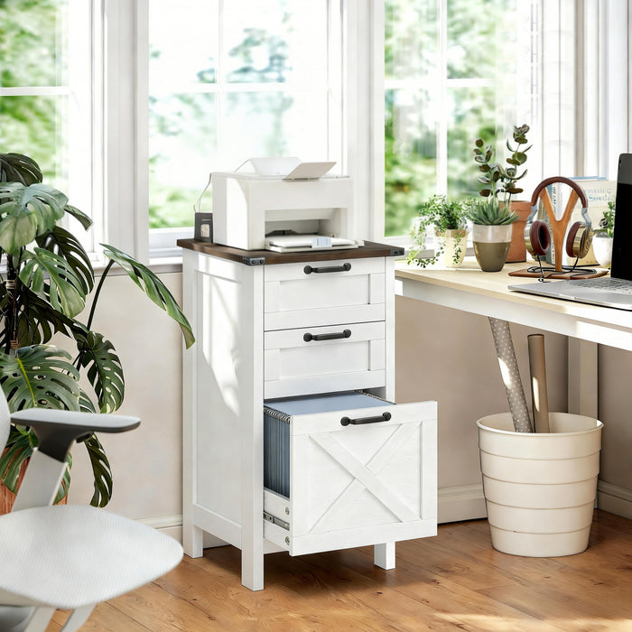 HOMCOM Classeur a 3 tiroirs pour format lettre A4, Blanc