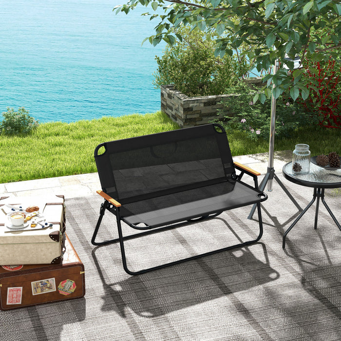 Outsunny Chaise De Patio Pliante Pour 2 Personnes, Siege En Tissu Maille