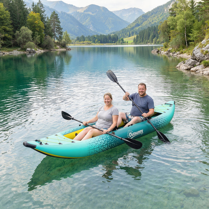 Outsunny Kayak Gonflable pour Adultes, Jaune et Gris