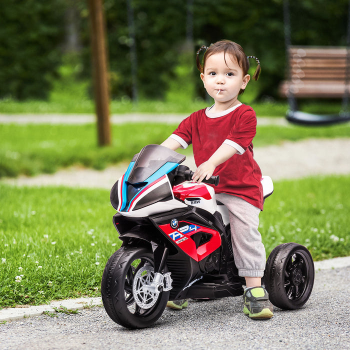 Aosom Porteur De Moto Electrique Pour Enfants Sous Licence Bmw Hp4 Jouet Moto 3 Roues 6v Alimentee Par Batterie Avec Musique Pour Filles Garcon 18-60 Mois, Rouge