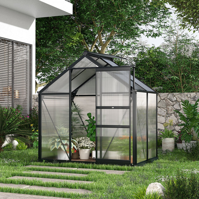 Outsunny Serre Chaude De Jardin De Plain-pied Avec Porte Coulissante