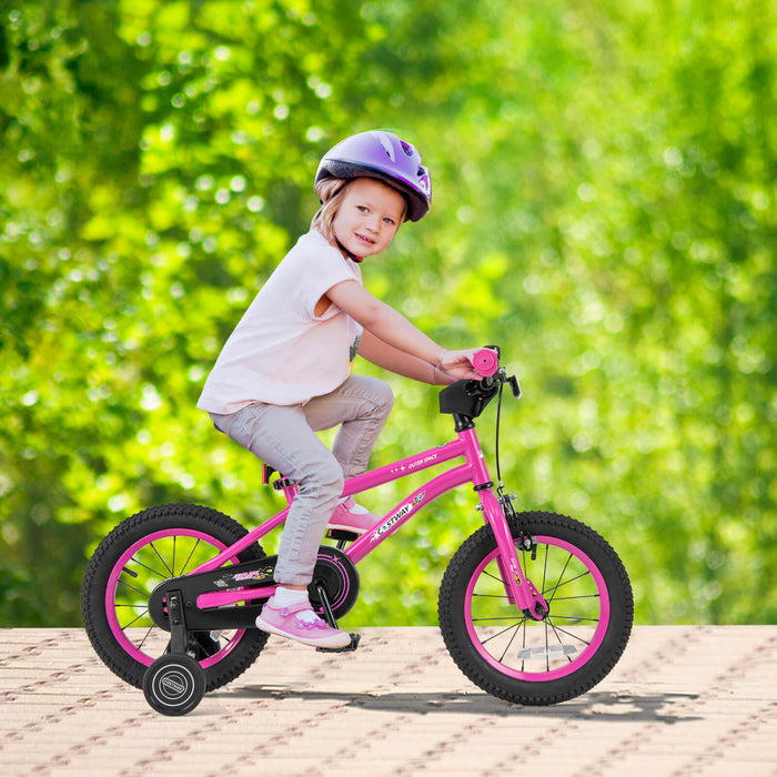 Velo Costway 14 Pouces Pour Enfants De 3 A 5 Ans Avec Selle Reglable Et Guidon Antiderapant Rose