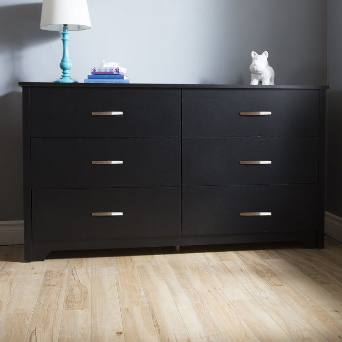 Fusion Commode 6 Tiroirs - Noir Solide