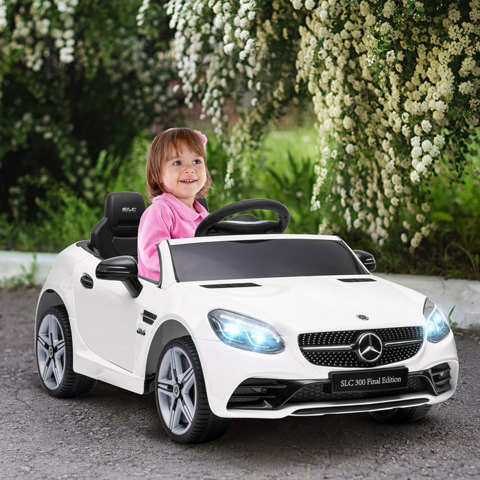 Aosom Voiture Electrique Pour Enfants 12 V Avec Telecommande Parentale, Voiture Jouet A Piles Avec Deux Moteurs, 2 Vitesses, Musique, Lumieres Led, Usb Et Roues De Suspension Pour 3 A 6 Ans, Blanc