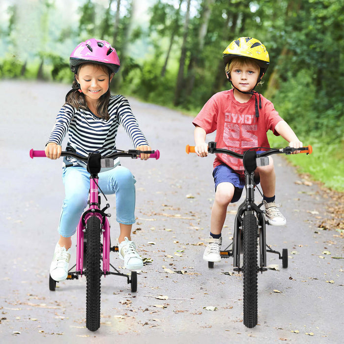 Velo Costway 18 Pouces Pour Enfants De 4 A 8 Ans Avec Selle Reglable Et Guidon Antiderapant Rose
