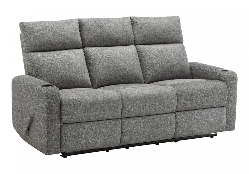 Petit Sofa Inclinable 3 Places, 70\"L, Fauteuil Inclinable Manual, Tissu Gris Fonce