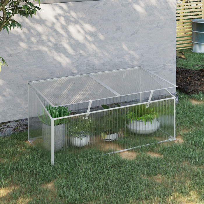 Outsunny Serre Exterieure Et Interieure Outsunny De 39''x23,5''x17,25'' Pour Plantes Plus Grande Piece Avec Panneau Solaire Reglable, Cadre Froid