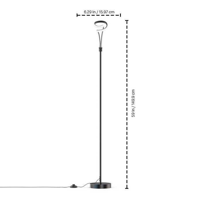 Lampe à pied à conception de boucle à DEL de 59 po noire