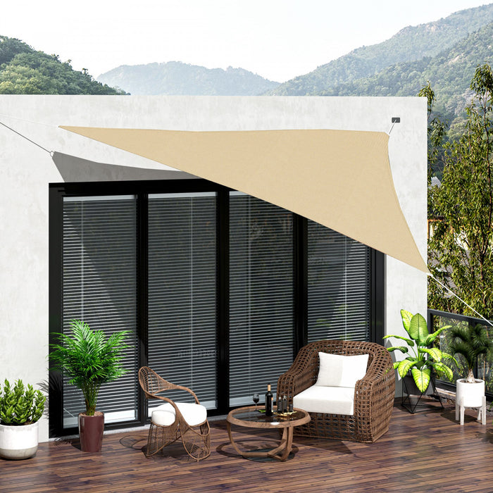 Outsunny Triangle 18' Canopy Sun Sail Shade Garden Cover Uv Protector Abri Exterieur Pour Pelouse Avec Sac De Transport Beige
