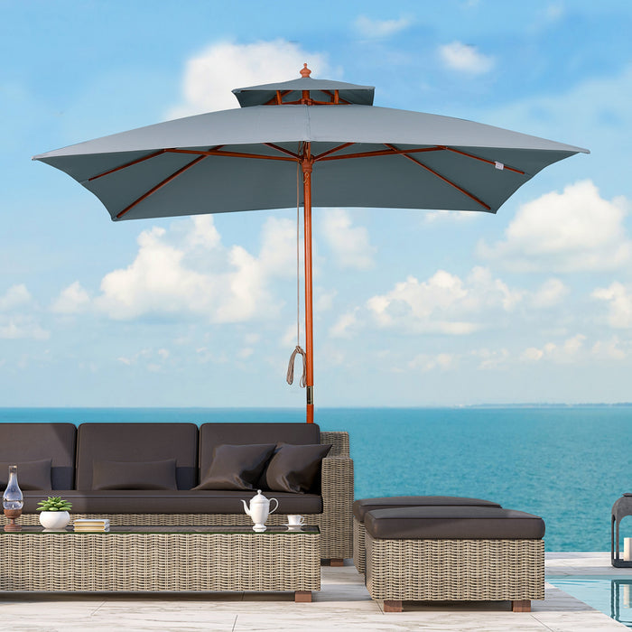 Outsunny Parasol De Jardin En Bois De Parasol De Patio Carre 10x10 Pieds