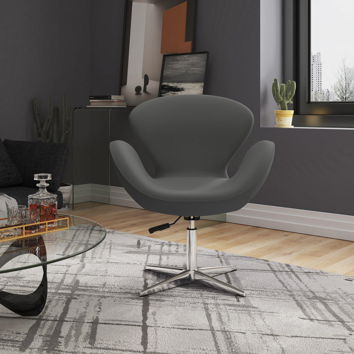 Fauteuil lounge pivotant moderne Raspberry en tissu gris - Lot de 2