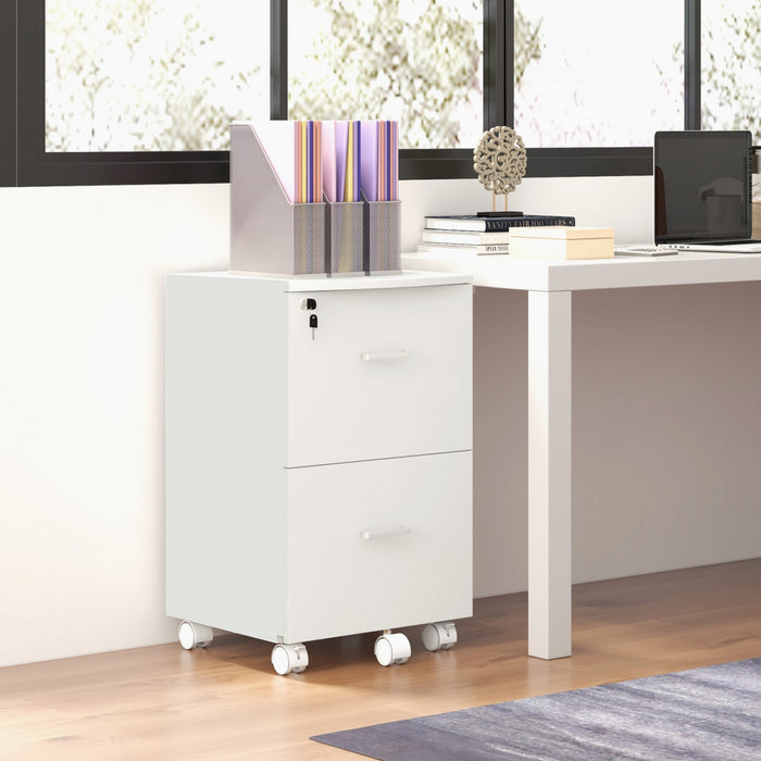 Vinsetto Classeur De Bureau Mobile A 2 Tiroirs Avec Serrure
