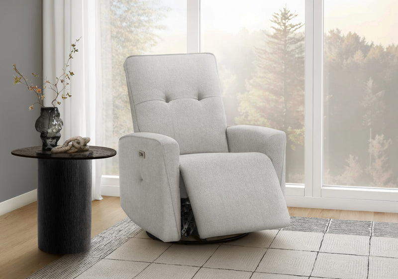 Petit Fauteuil Inclinable Rembourre, Port Usb Inclus, Tissu Gris Clair, Contemporain