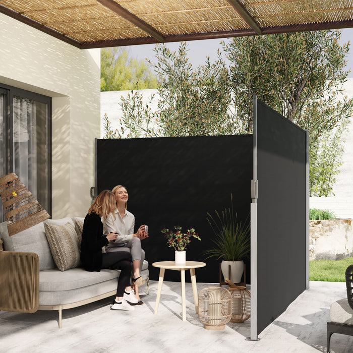Outsunny Auvent Double Face Retractable, Ecran De Confidentialite, Noir