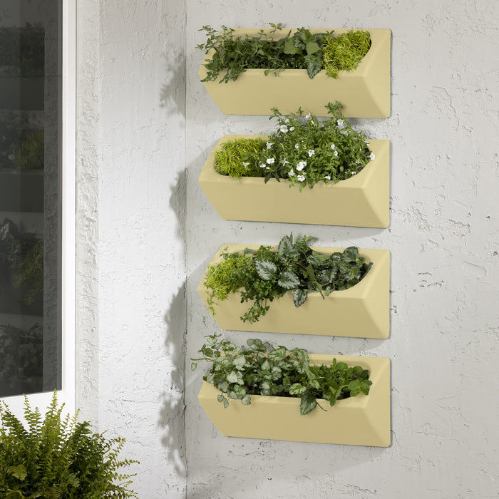 Ensemble 4 jardinières murales Dalya pour l'extérieur - jaune pâle