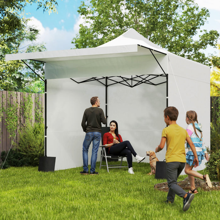 Outsunny Tente A Auvent Escamotable 10' X 10' Avec Parois Laterales, Upf50+