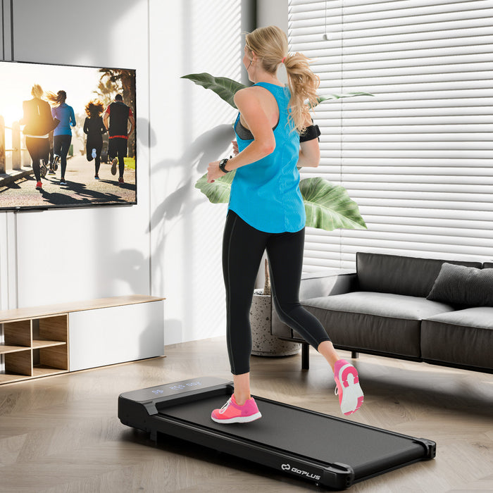 Goplus 2.5hp Under Desk Tapis Roulant Pour La Maison Et Le Bureau Telecommande Led Affichage Noir