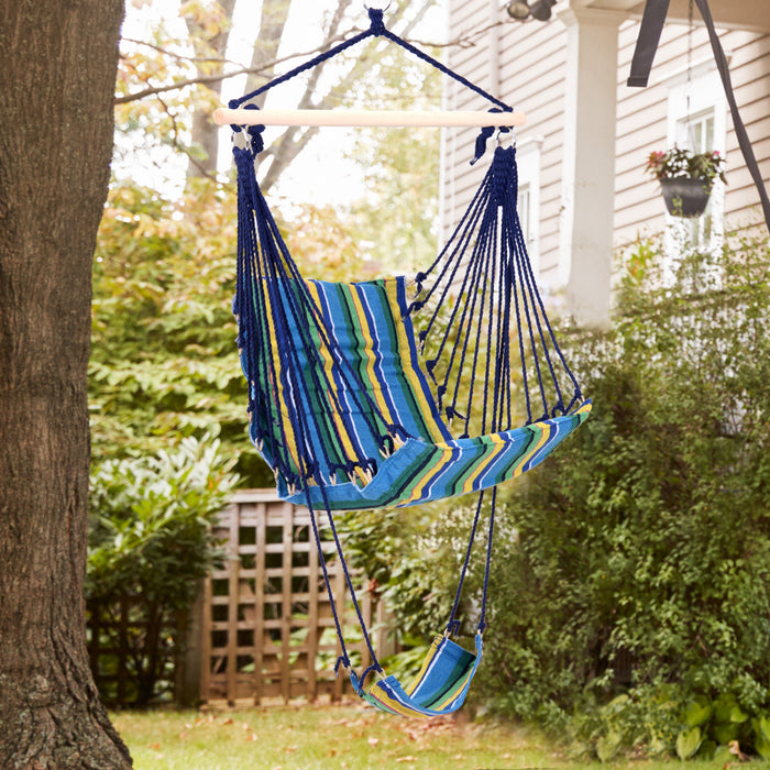 Chaise Hamac Suspendue Outsunny Siege Pivotant Rembourre, Balancoire Air Deluxe Avec Repose-pieds Pour Tous Les Espaces Interieurs Ou Exterieurs Camping Hamac Inclinable