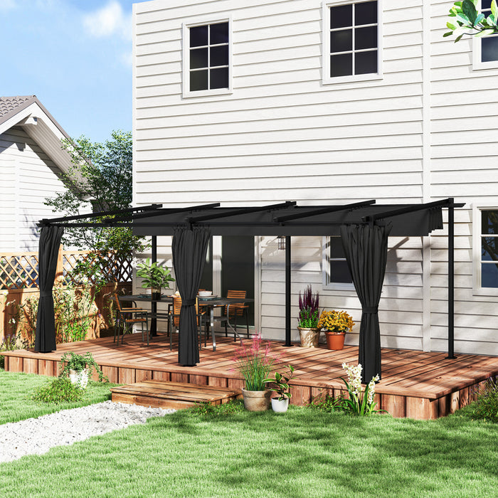 Outsunny Pergola 10' X 20' Avec Auvent Retractable Et Parois Laterales