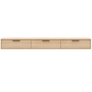 Meuble pour téléviseur mural mince Nordika de 72 po avec 3 armoires de rangement - chêne blond naturel