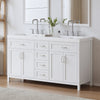 Dune 59 Inch Double Sink Bathroom Vanity with Resin Sinks and 4 Drawers, White | Dune Meuble-Lavabo Double 59 po avec Vasques en Resine et 4 Tiroirs, Blanc