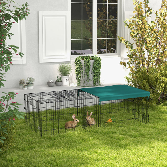 Pawhut Cage Pour Petits Animaux, Parc Pour Poulets, Lapins, Chinchillas, Parc Exterieur Pour Petits Animaux Avec Toit, 73\" X 30\" X 20\", Vert