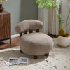 Nube Modern Boucle Accent Chair with Curved Backrest and Four-Leg Design, Light Brown, Walnut | Nube Fauteuil d'Appoint Moderne en Bouclette a Dossier Courbe et Quatre Pieds, Brun Clair, Noyer