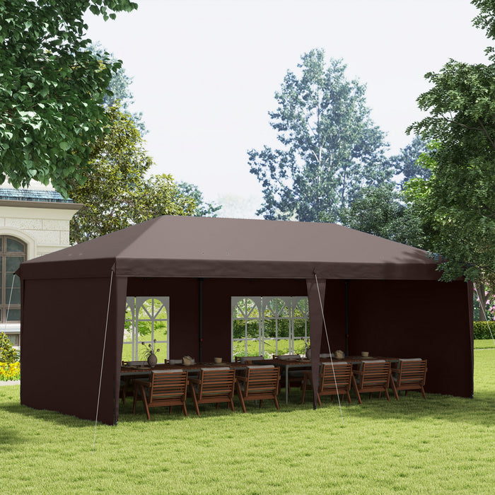 Outsunny Tente D'exterieur Escamotable 10'x20' Avec Sac De Transport, Cafe